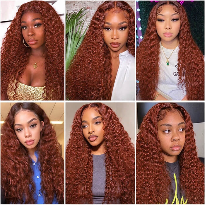 #33 Reddish Brown Water Wave 3 Bundles with 4x4 Lace Closure (No Code Need)