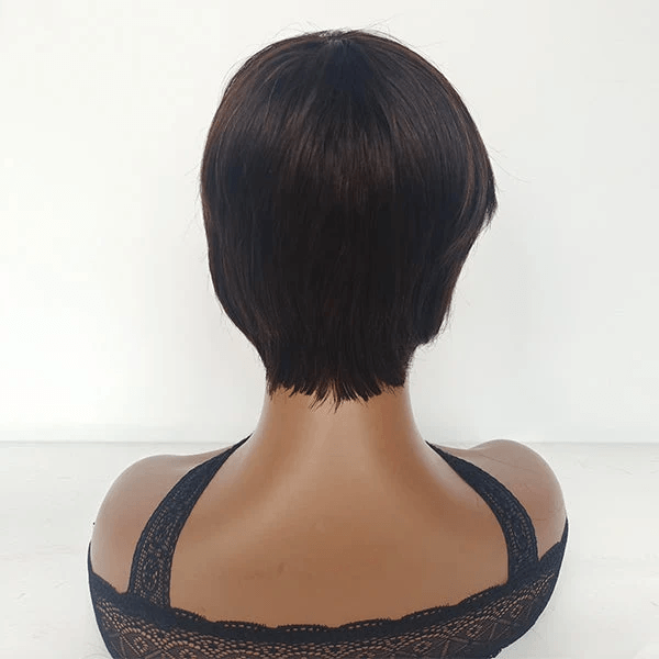 # 2 Pixie Cut Straight Short Bob pour les femmes Full Machine Made Wig With Bangs Human Hair 