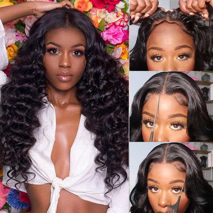 [Glueless Wig] Loose Deep 6x4 Pre-cut Lace Closure Human Hair Glueless 3D Dome Cap Wig For Women