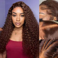 Perfect Chocolate Brown Kinky Curly Transparent Lace Wig For Women