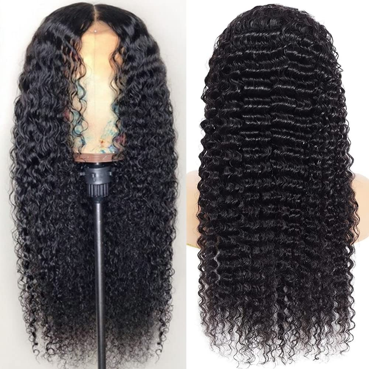 28 Inch Deep Wave Lace Front Wigs Human Hair Pre Plucked 13x4 HD Transparent Lace Frontal Wigs 180% Density Deep Curly Human Hair Wig for Women