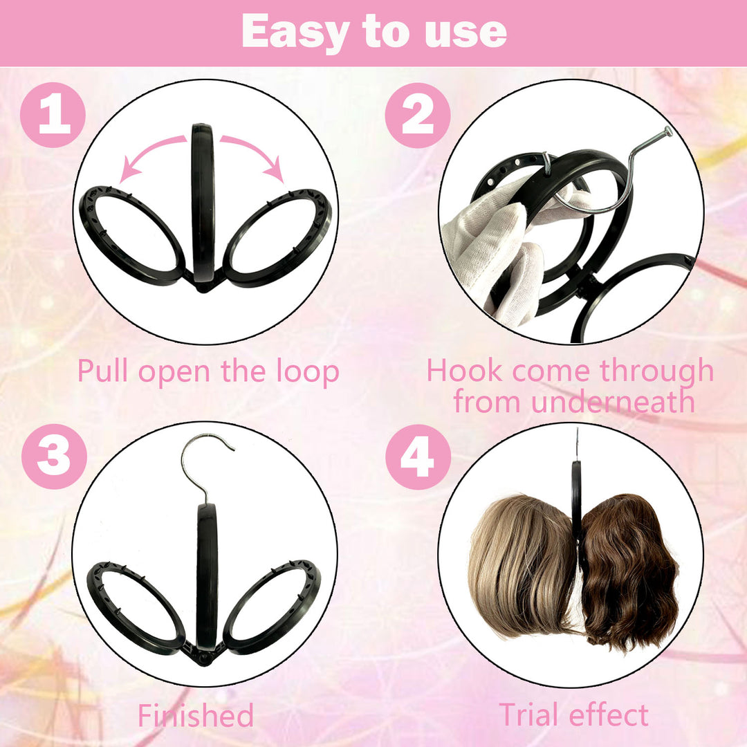 Wig Stand 3Pcs Wig Holder Wig Hanger for Multiple Wigs Hair Stand for Wigs Foldable Wig Stands for Travel Wig Organizer Hanging Wig Holders for Display