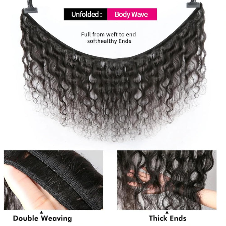 lumiere 15A Body Wave 3 Bundles Human Hair Extension 10-24 inches