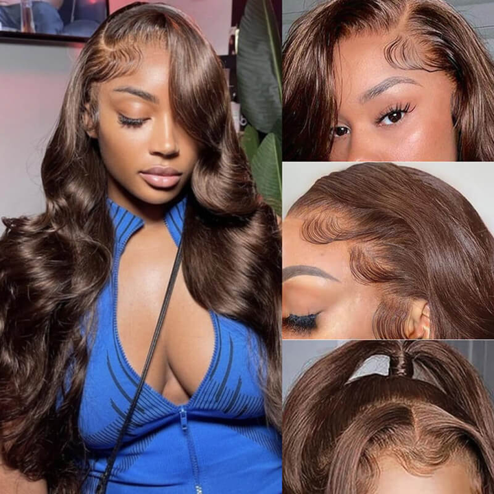Lumiere  #4 Brown Pre Colored 13x4 Body Wave Lace Frontal Human Hair Wig (No Code Need)
