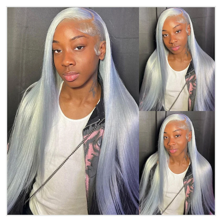 Lumiere Light Grey Synthetic Hair Silver 13x6 Straight Lace Front Wig