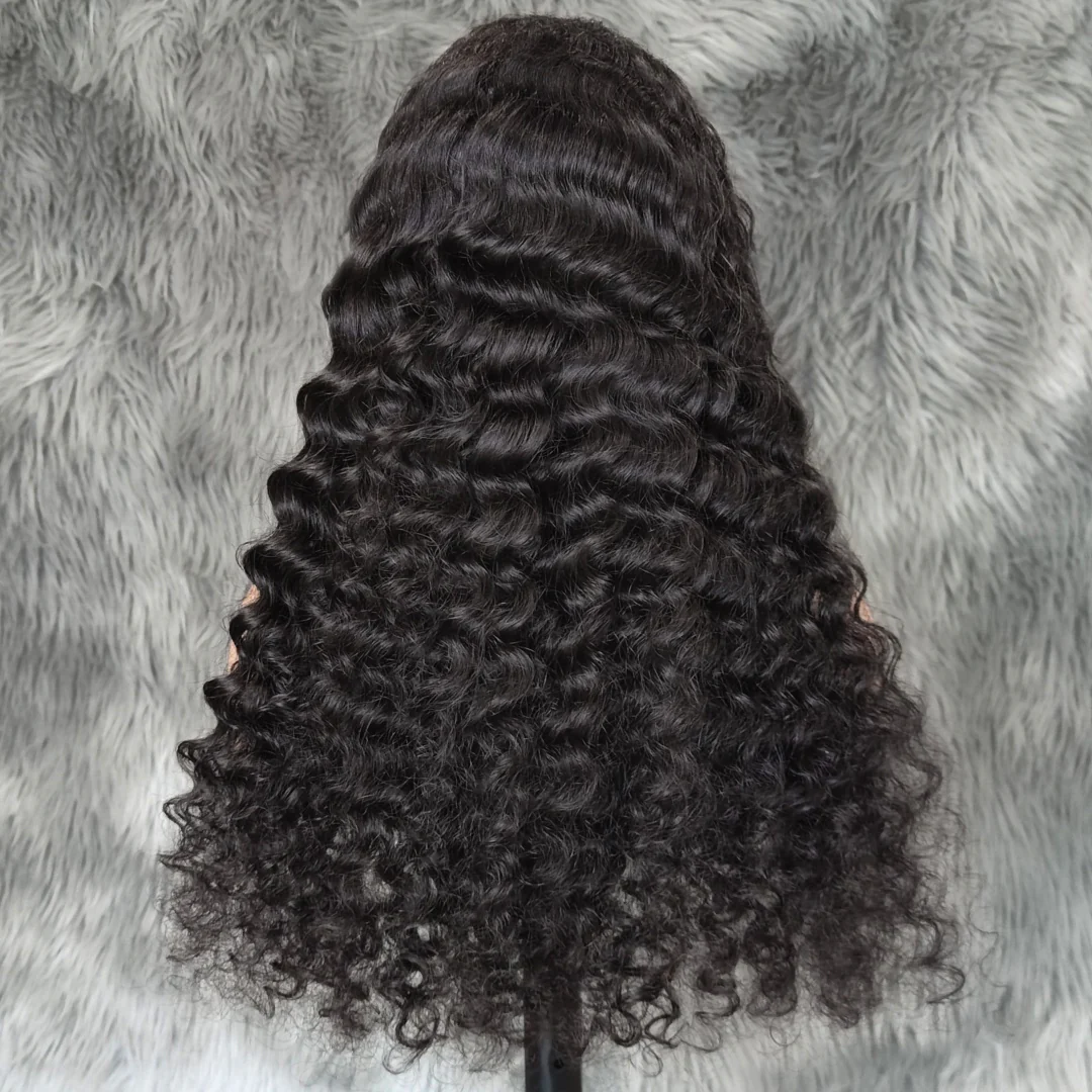 Lâche Deep Wave Lace Front/Fermeture sans colle pour les femmes noires Prelucked Human Hair 