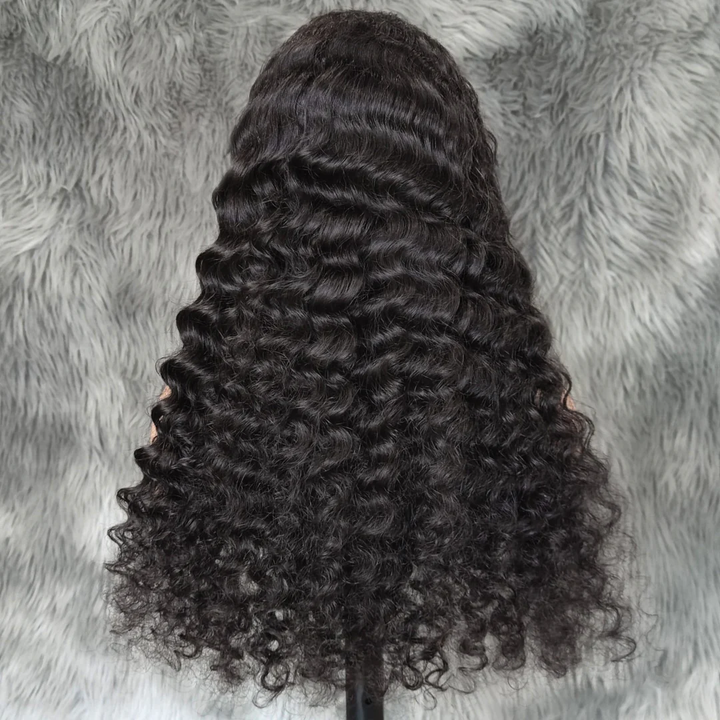Lâche Deep Wave Lace Front/Fermeture sans colle pour les femmes noires Prelucked Human Hair 