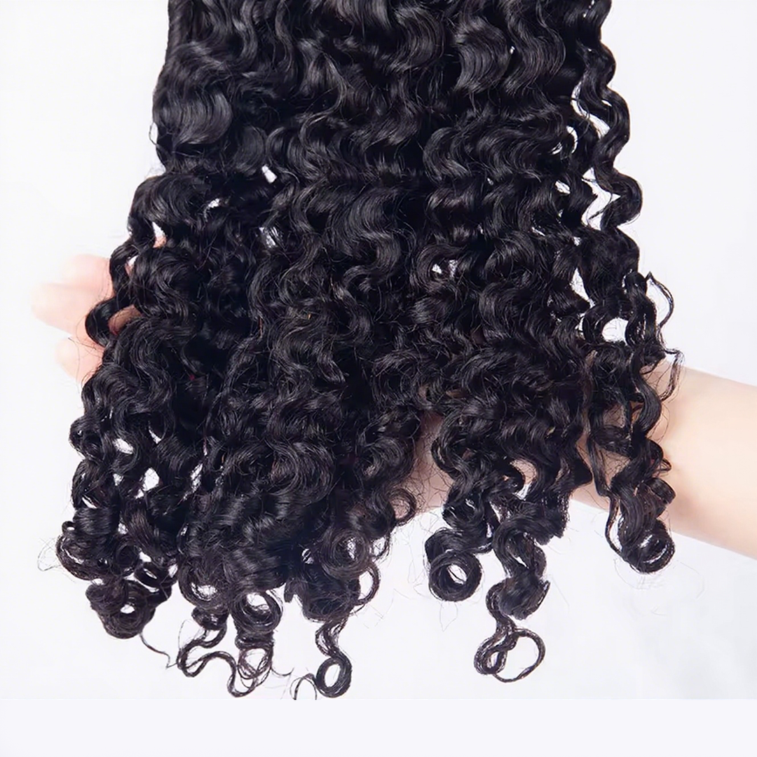 Lumiere 15A Natural Black Burmese Curly Human Hair 4 Bundles Double Weft Weave Bundle Extensions