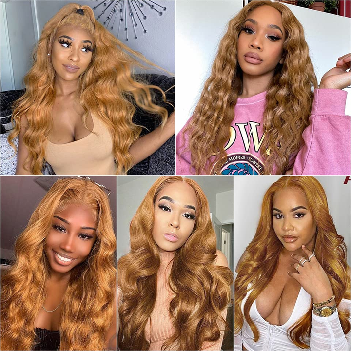 #30 Brown Color Body Wave Bundles Brazilian Human Hair 4 Bundles with Transparent 5x5/6x6 Closure Soft Hair Closure