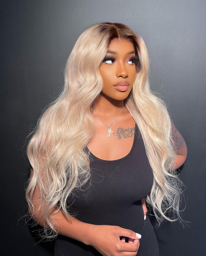 Root4/613 Body/Straight Human Hair Body/Straight Wigs Transparent  Lace Frontal Wig 200% Density Wigs For Women