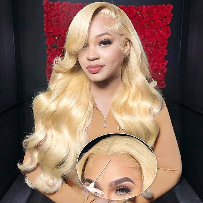[Glueless Wig]  Lumiere 13x4 Frontal Lace Glueless 613 Blonde Body Wave Wig