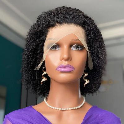 Lumiere Short Kinky Curly Bob Wig HD Lace Front Human Hair Wigs  For Black Women HDZ