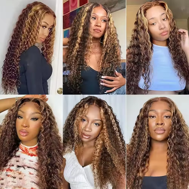 Highlight P4/27 Water Wave 3 Bundles With 13x4 Transparent Lace Frontal