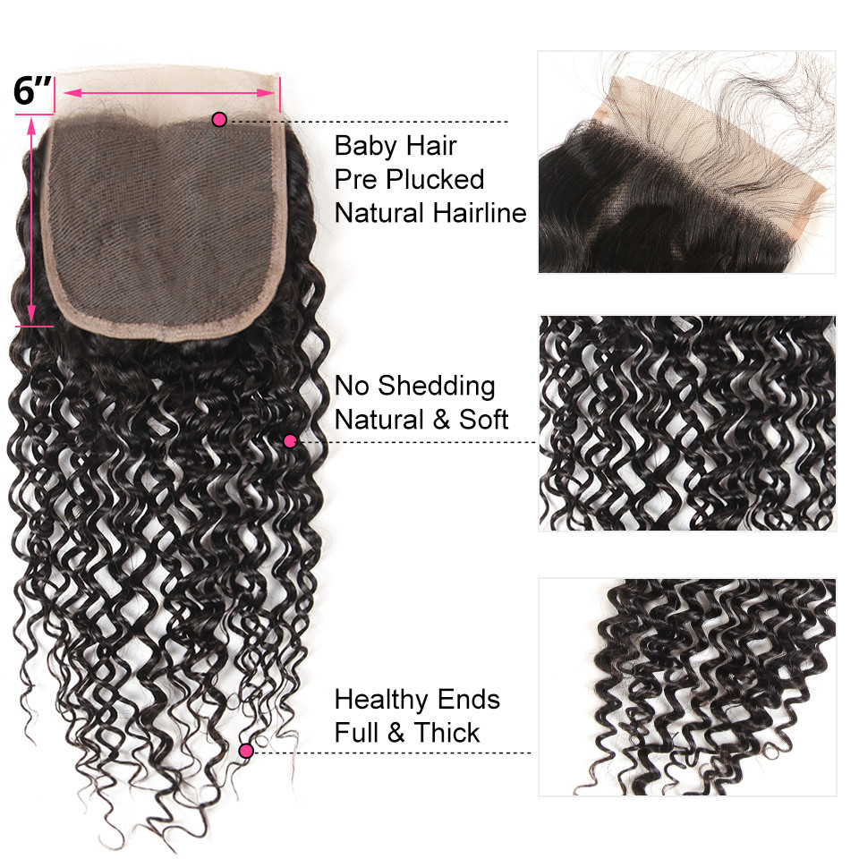 Kinky Curly 4 Bundles With Closure 5x5 Lace 100% virgin human hair