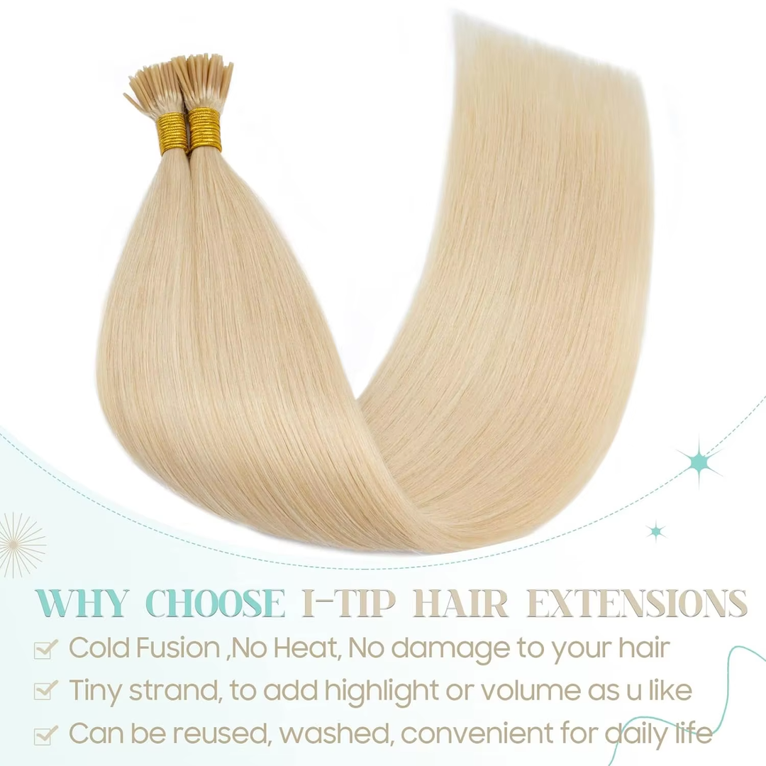 #613 /#24 Straight  I Tip Hair Extensions Human Hair 100% Real I tip Human Hair Extensions  I Tip Human Hair Silky Hair