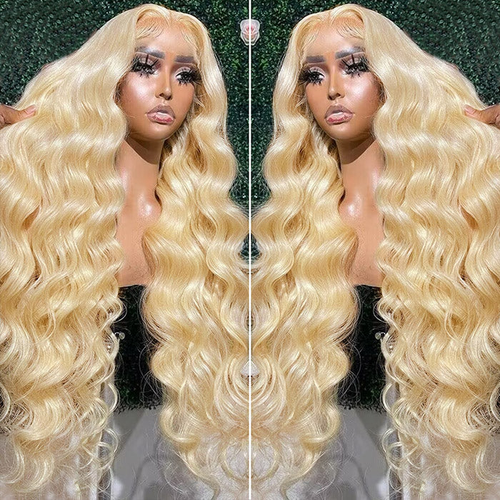 Vente Flash Body Wave 13x4 HD Lace Front Wig Preplumed 613 Honey Blond Color Wigs for Women 