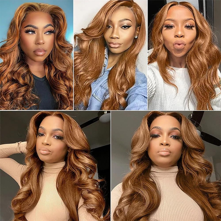 #30 Brown Colored Body Wave Human Hair 3 Bundles with 5x5/6x6 Closure Raw Human Hair Bundles Extensions Unprocessed 100% Real Human Hair