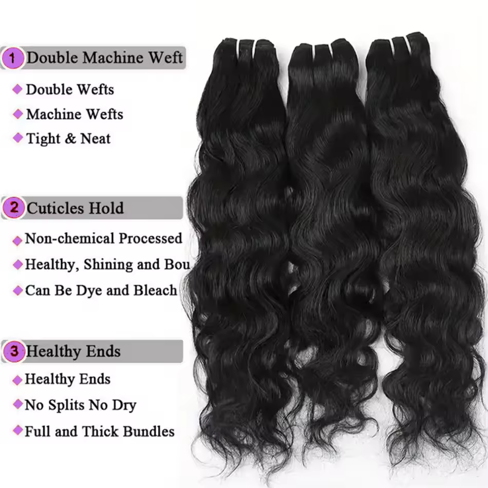 Lumiere 15A Natural Wave 4 Bundles 100% Human Hair Extensions Bundles