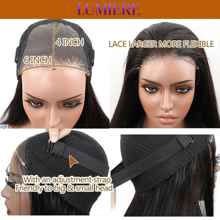 [Glueless Wig] Lumiere 6x4 HD Lace Glueless Straight Wigs 3D Dome Cap Pre-Cut Wigs for Women