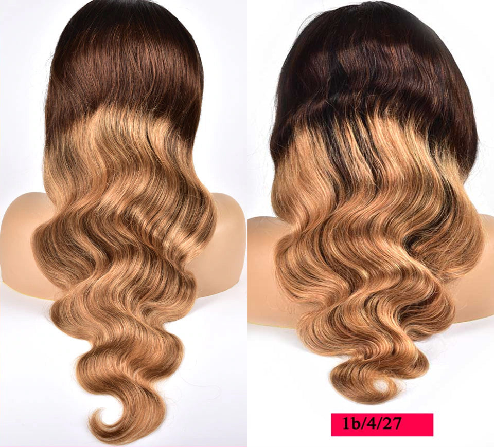 #4/30 Ombre Lace Front Straight Wig Highlight perucas de cabelo humano pré arrancadas 