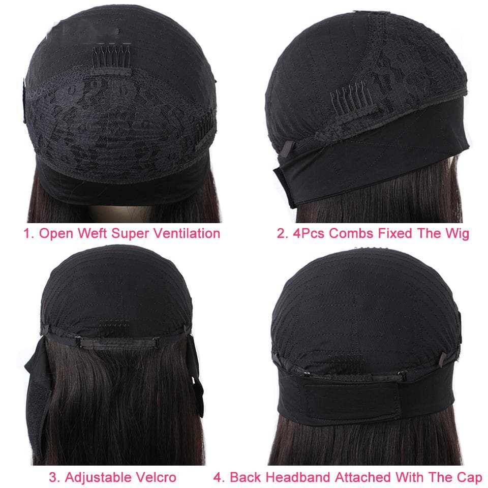 Deep Wave Headband Wigs Brazilian Human Hair Wigs No Lace Wig