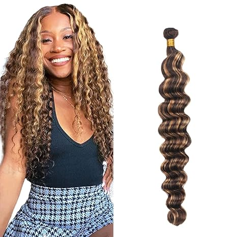 Highlight #P4/27 Colored 1 Piece Deep Wave Bundles Brazilian Human Hair