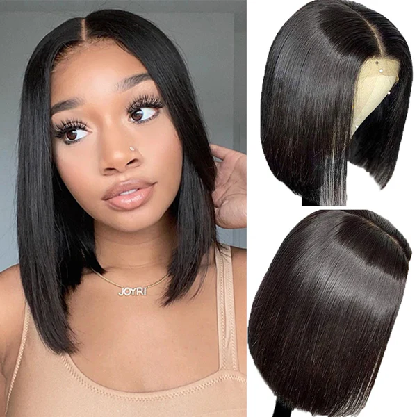 Lumiere Natural Black Blunt Cut 13x4 HD Lace Front Wigs Straight New Short Bob Human Hair Wigs For Women