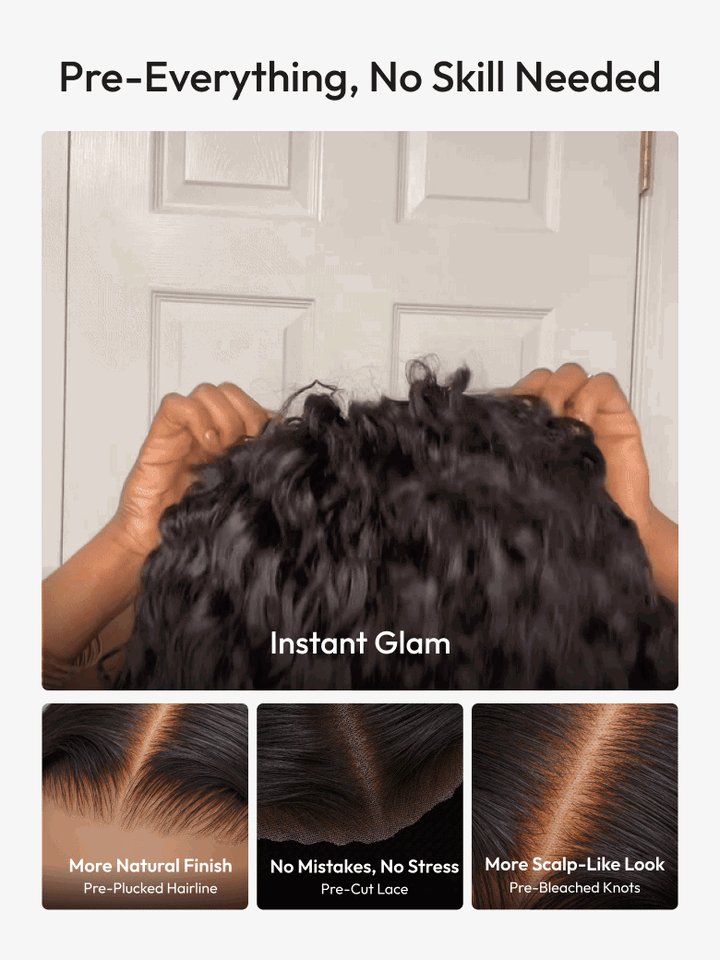 Deep Wave Wear &amp; Go Glueless HD 4X6 Lace Closure Perruque de cheveux humains