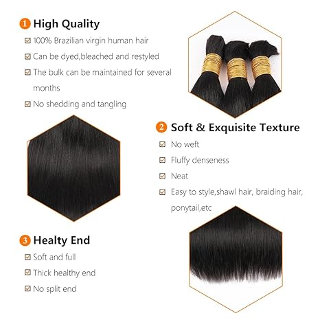 lumiere 1 Piece Straight Bulk For Braiding Hair Straight Human Hair Extension