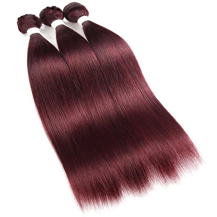 #99J Red Straight Human Hair 3 Bundles With 5x5/6x6 Lace Closure Brazilian Virgin Remy Human Hair Burgundy for Black Women