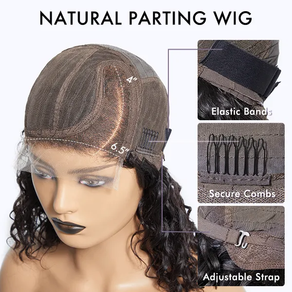Lumiere Ready To Go Pre-Cut Salt & Pepper Body Bob Wig For Women Left C Part 4x6x1 Lace Frontal Grey Bob Wig With Natural Hairline
