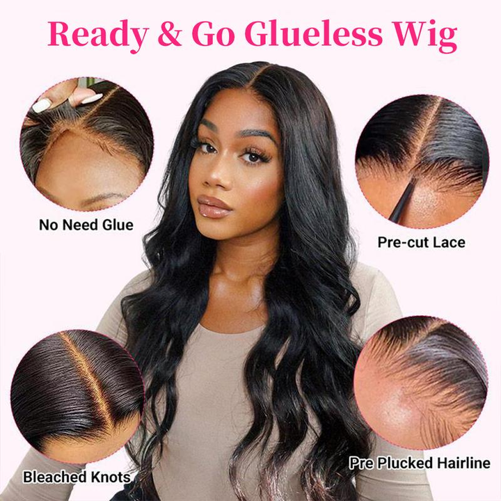 Longue ligne droite Wear &amp; Go Glueless Lace Frontal perruques de cheveux humains 