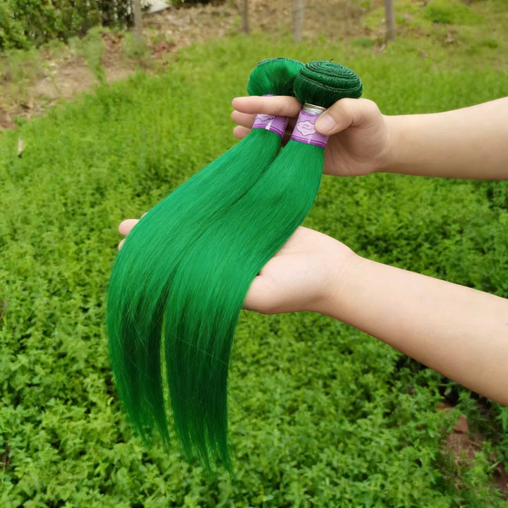 Lumiere Grass Green Straight Bundles Human Hair 2 Bundles Brazilian Virgin Hair