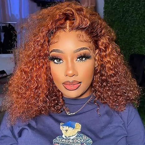 Lumiere A1 Customized #350 Color 4x4 Lace Front Curly Bob Wigs Human Hair for Women Short Curly Bob Wigs