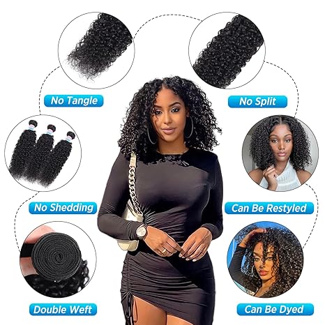 lumiere 15A Kinky Curly 3 Bundles Virgin Human Hair Extensions 10-24 inches