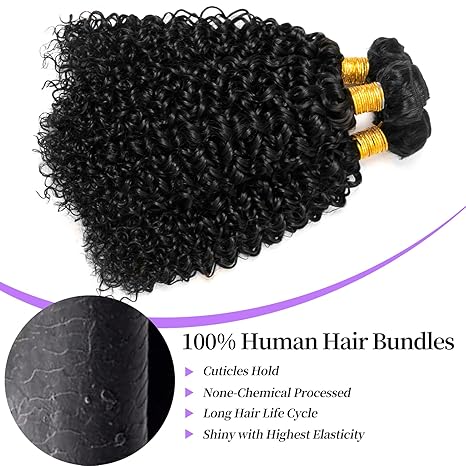 lumiere 15A Kinky Curly 3 Bundles Virgin Human Hair Extensions 10-24 inches