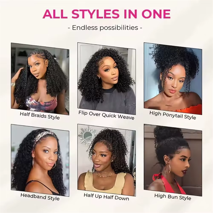 Perruque brésilienne de cheveux humains sans colle U Part Water Wave 