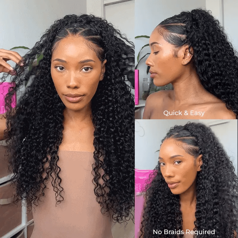 Perruque brésilienne de cheveux humains sans colle U Part Water Wave 