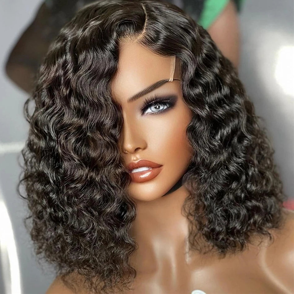 Lumiere #P1B/30 & #4 & Highlight Water Wave Bob 13X4 HD Lace Wig Human Hair Transparent Lace Frontal Wigs  For Black Women HDZ