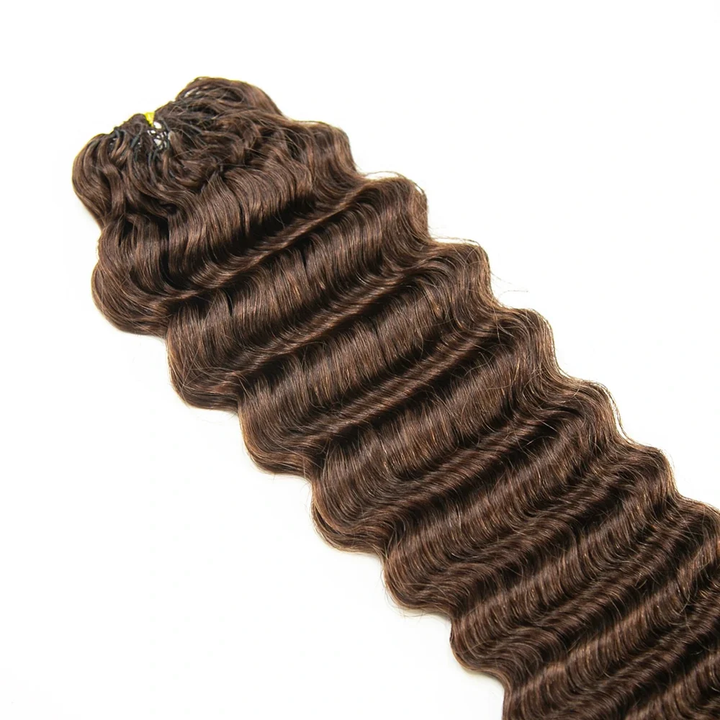 #4 Brown Deep Wave Feather Crochet Human Hair Miracle Knots 100% Real Remy Human Hair Extensions
