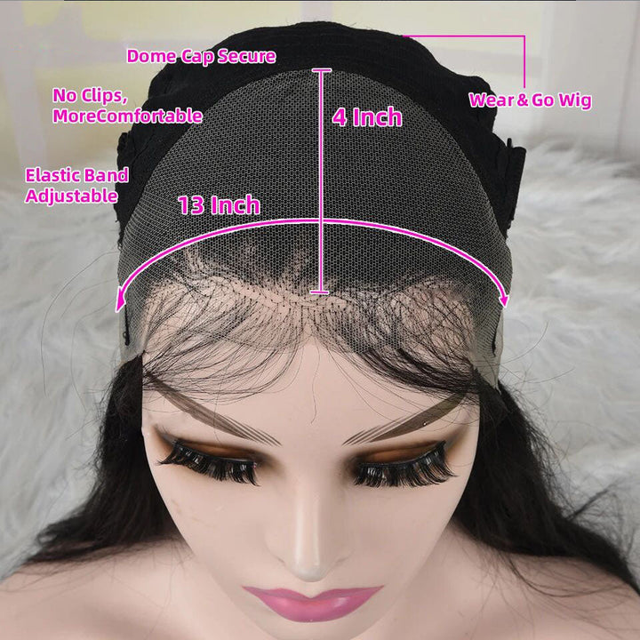 Lumiere Light Brown Layer Cut Straight 13x4 Transparent Lace Front 180% Density Human Hair Wigs With Bangs For Black Women HDZ