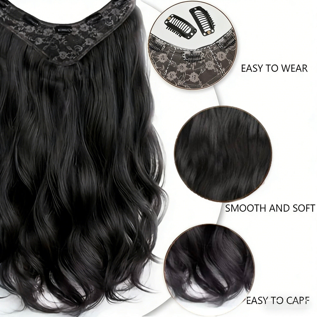 Lumiere 15A Invisible Clip In Long Hair Extensions Realistic Seamless Body Wave Wig One Piece 5 Clips Big Wave V-Shaped Hair Extensions
