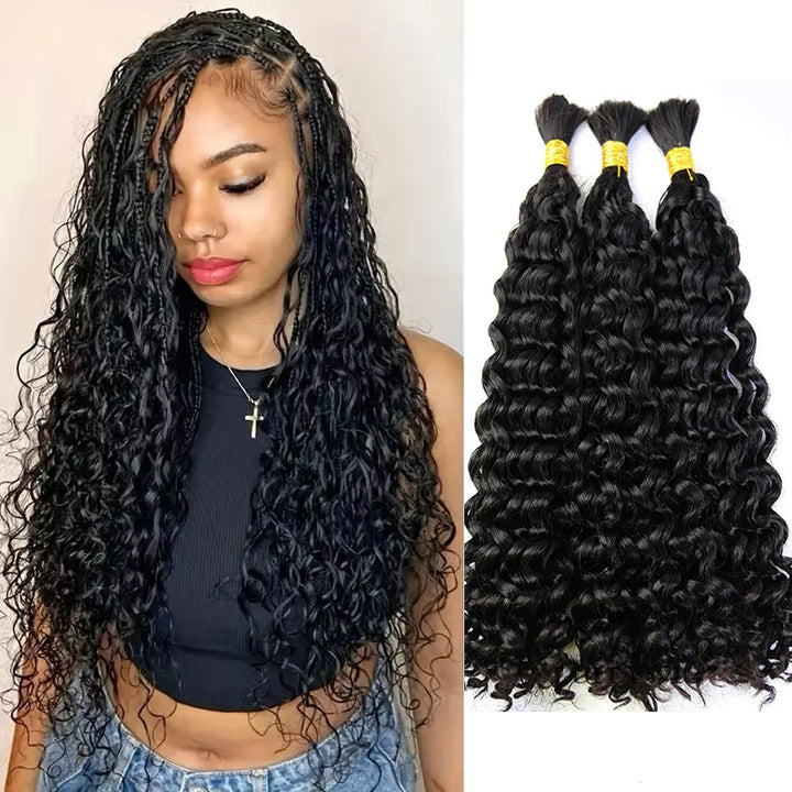 Human Braiding Hair Natural Black Bulk Water Wave Human Hair for Braiding No Weft 100% Unprocessed Brazilian Remy Human Hair