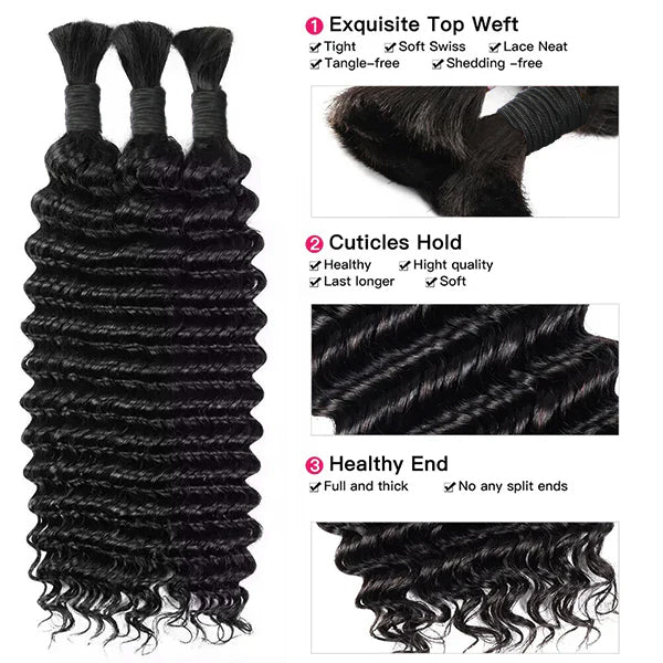 lumiere 3 Deep Wave Bulk Human Hair for Braiding No Weft Brazilian Virgin 4 Deep Wave Bulk Human Hair for Braiding Hair