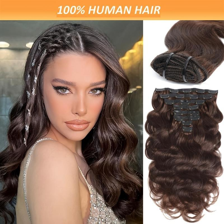 # 2 Clips droits en 8 pièces 120 grammes/ensemble d'extension de cheveux humains pour les femmes noires 