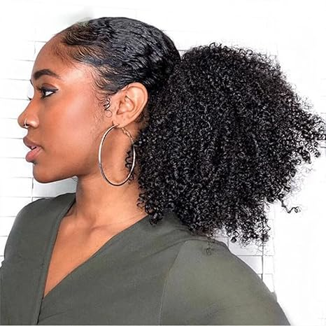 Ship In 24Hours-Lumiere Natural Black Afro Curly Drawstring Ponytail Human Hair For Black Women