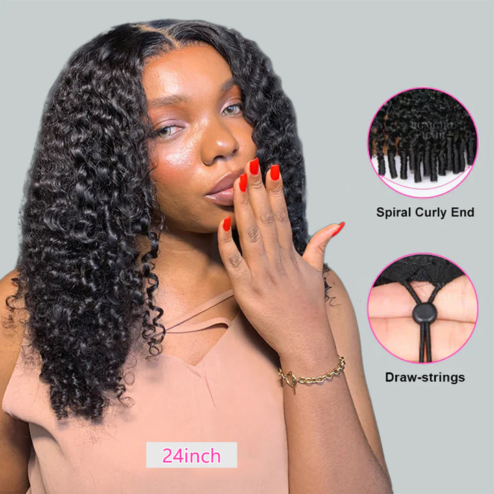 Perruque de cheveux humains sans colle Water Wave Lace Frontal Wear &amp; Go pré-épilée avec des cheveux de bébé 