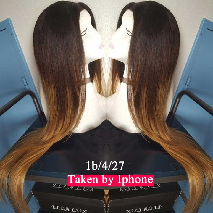 3Tone Color Highlighted Wigs 13x4 Lace Frontal Wig 1b/4/27 Straight Human Hair Wigs with Highlights