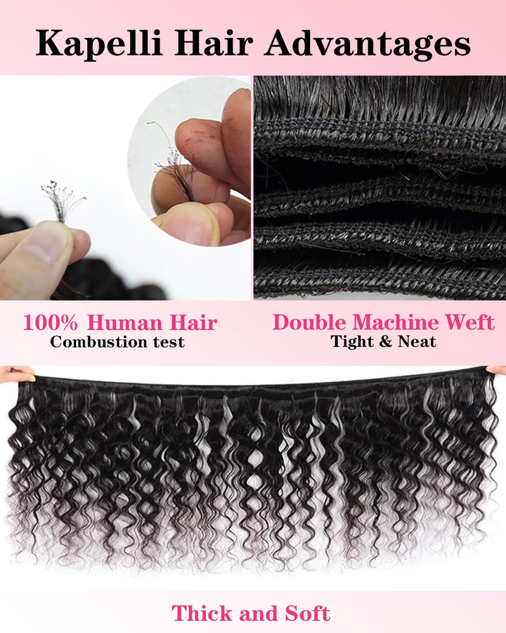 (B2) Loose Wave 3 Bundles With 4x4  Lace Closure Brazilian Human Hair Extension