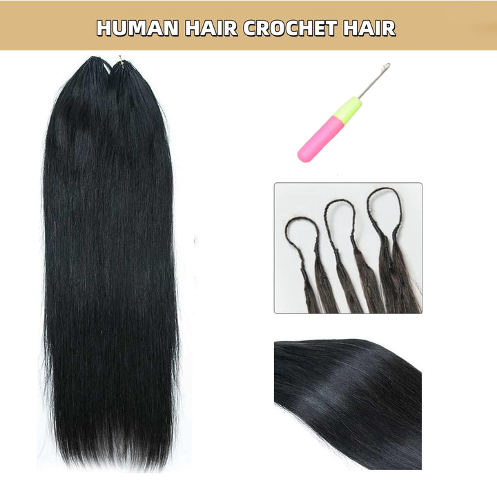 Lumiere Straight Feather Crochet Human Hair Boho Braid Styles Miracle Knots Pre-Separated Crochet Hair Extensions